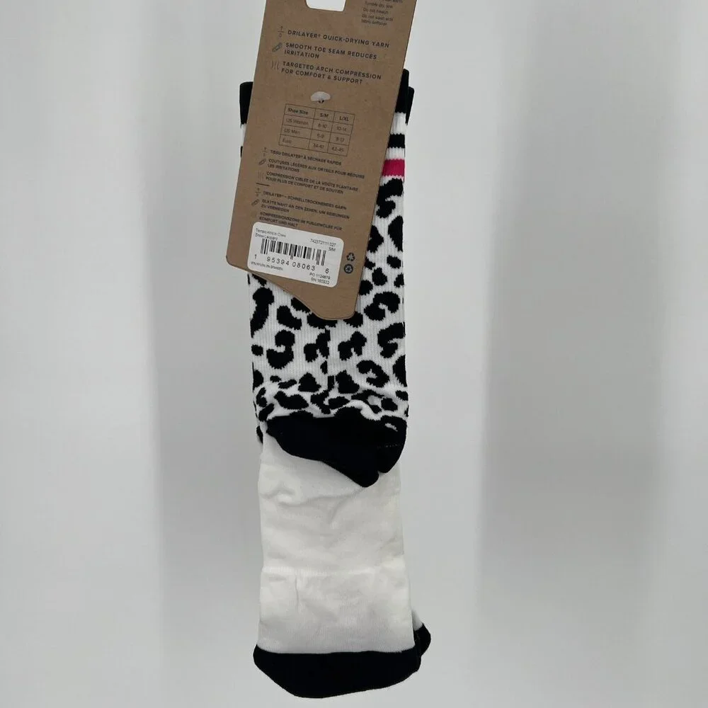 Brooks Tempo Knit Crew Running Socks Snow Leopard S/M Athletic Arch Compression